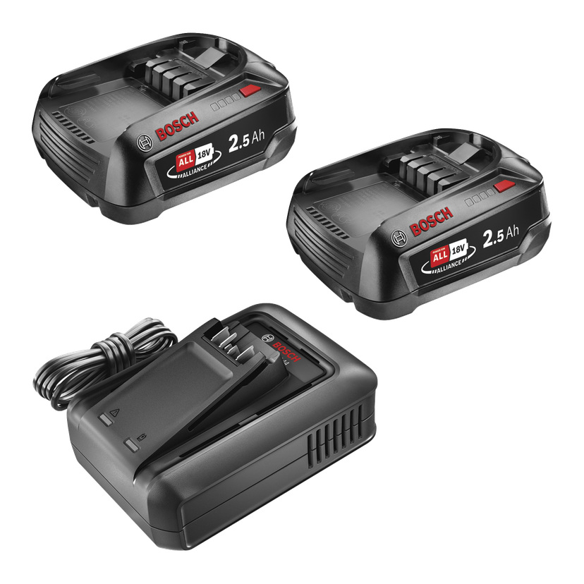 Batterier + lader 18 V 2x2,5 Ah
