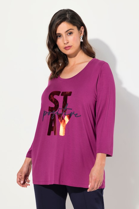 Shirt, Stickerei, Schriftmotiv, Rundhals, 3/4-Arm