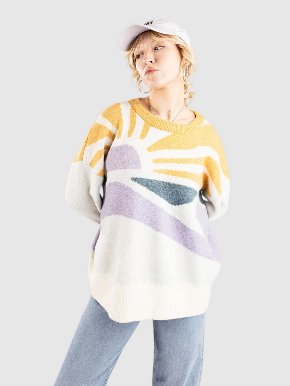 Passenger Sunsets Knitted Jumper Pullover marshmallow