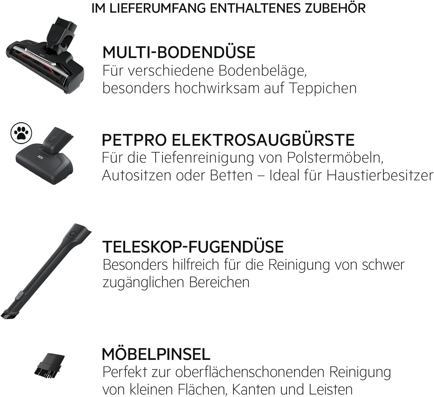 AEG QX6-1-45AN Akku Staubsauger kabellos / Staubsauger beutellos / leise / Handstaubsauger akku / 45 min Laufzeit / leicht / Hartboden / 2in1 / Tierhaare / Hund / Katze / Teppich / Auto / grau