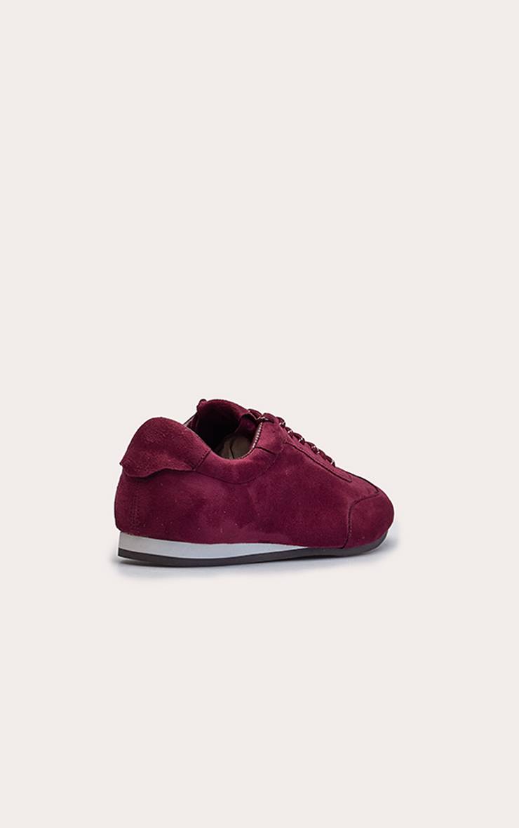 Rouge Bordeaux Baskets À Lacets Contrastés En Synthétique