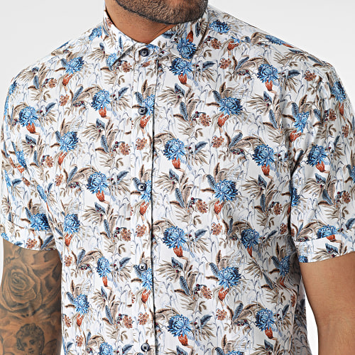 Chemise Manches Courtes Blanc Floral