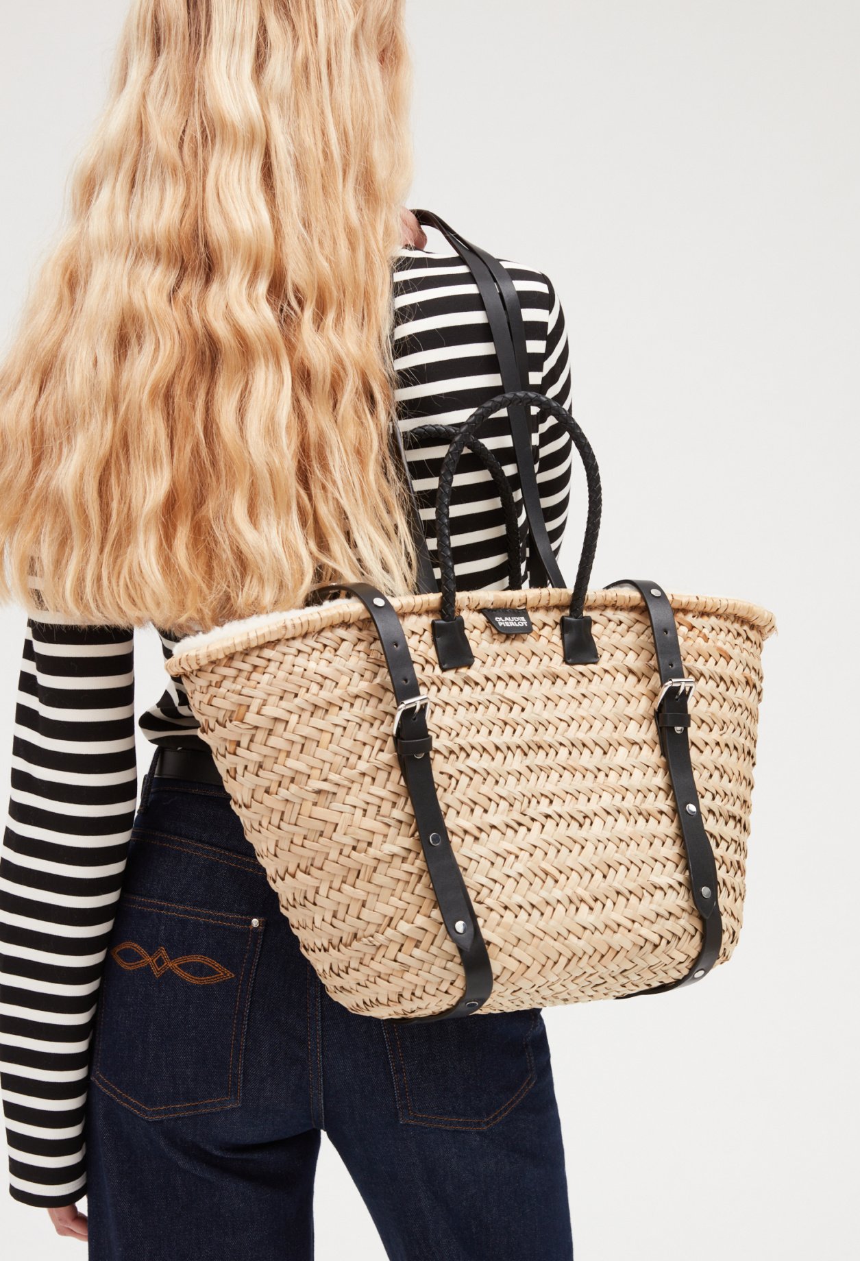 Panier paille et shearling