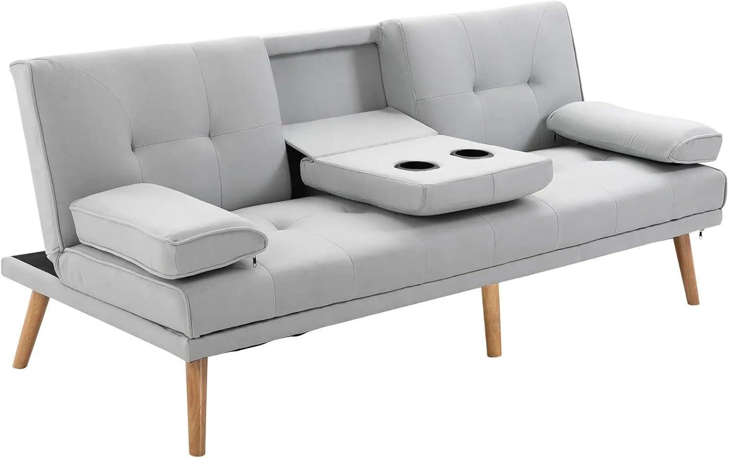 XPSSJMU Schlafsofa, bequemes Schlafsofa, 3-Sitzer, Schlafsofa, Leinen, hellgrau, 181 x 77 x 72 cm