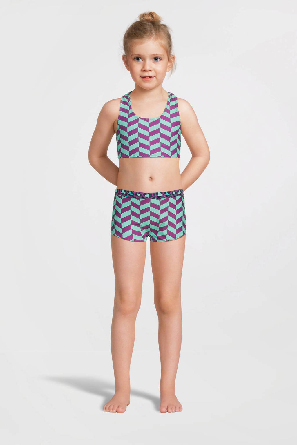reversible crop bikini paars/mintgroen
