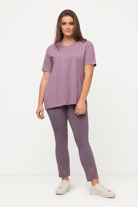 Jersey-Leggings, Stickspitze, Biobaumwolle