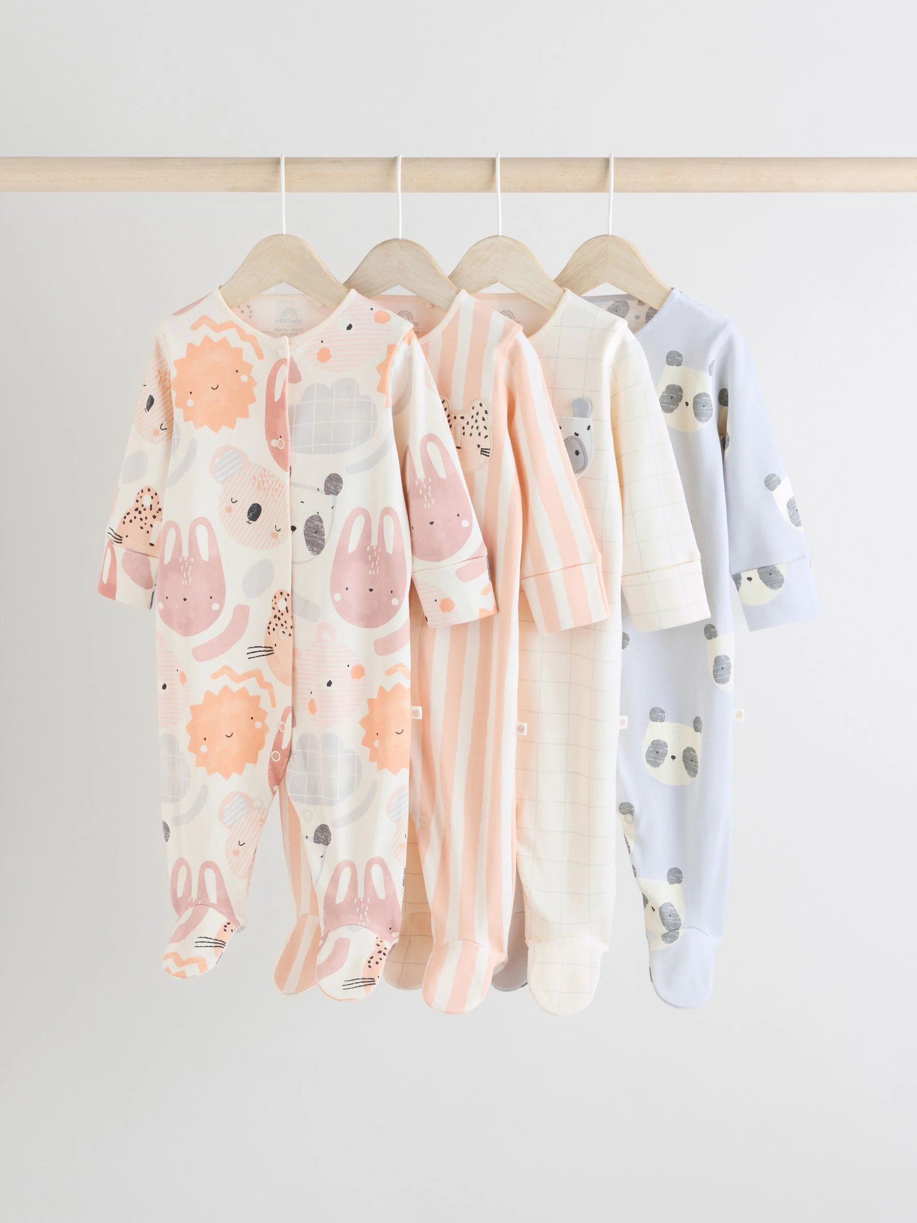 Multi - Verpakking van 4 babypyjama's met dierenprint van 100% katoen (0 mnd - 2 jr)