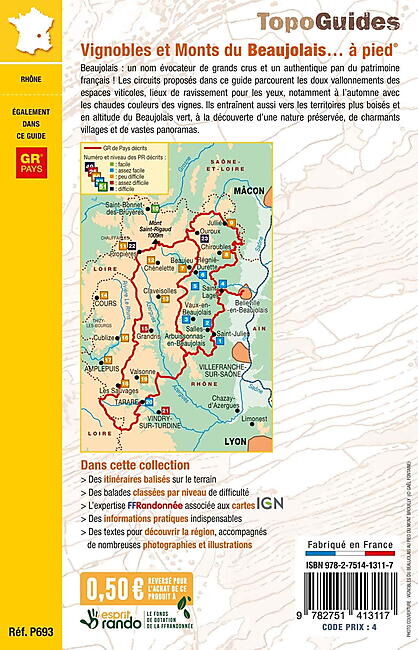 FFRP - P693 VIGNOBLES ET MONTS DU BEAUJOLAIS A PIED FFRP