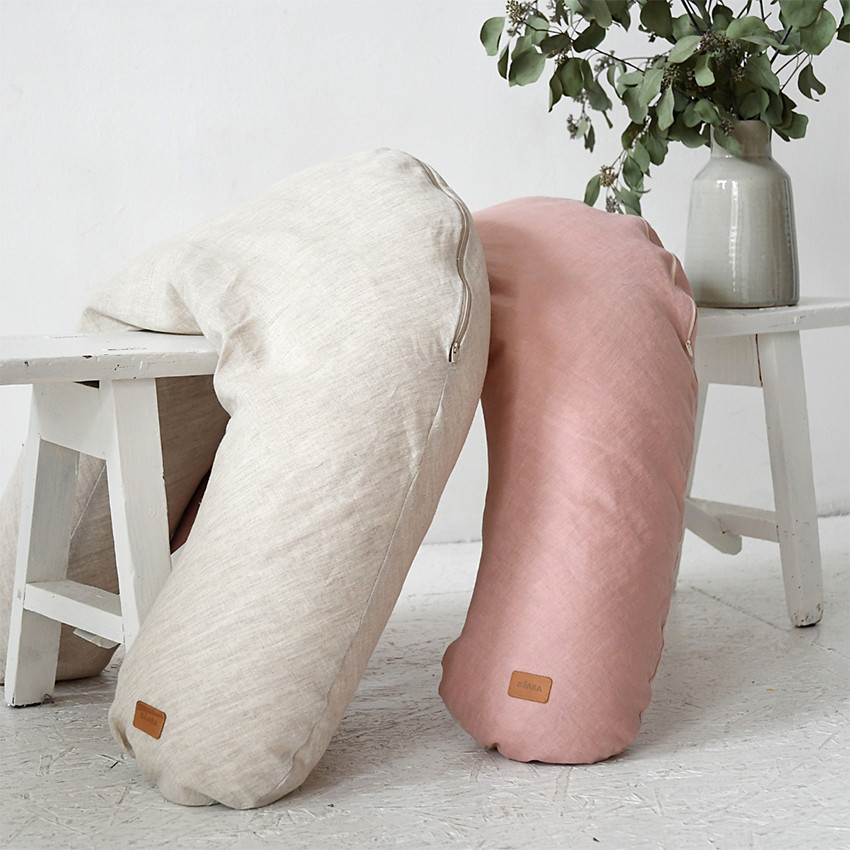 Coussin d'allaitement Big Flopsy avec housse en lin vieux rose
