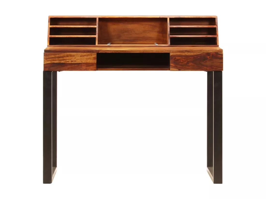 Bureau 110x50x94 cm Bois solide de Sesham et acier