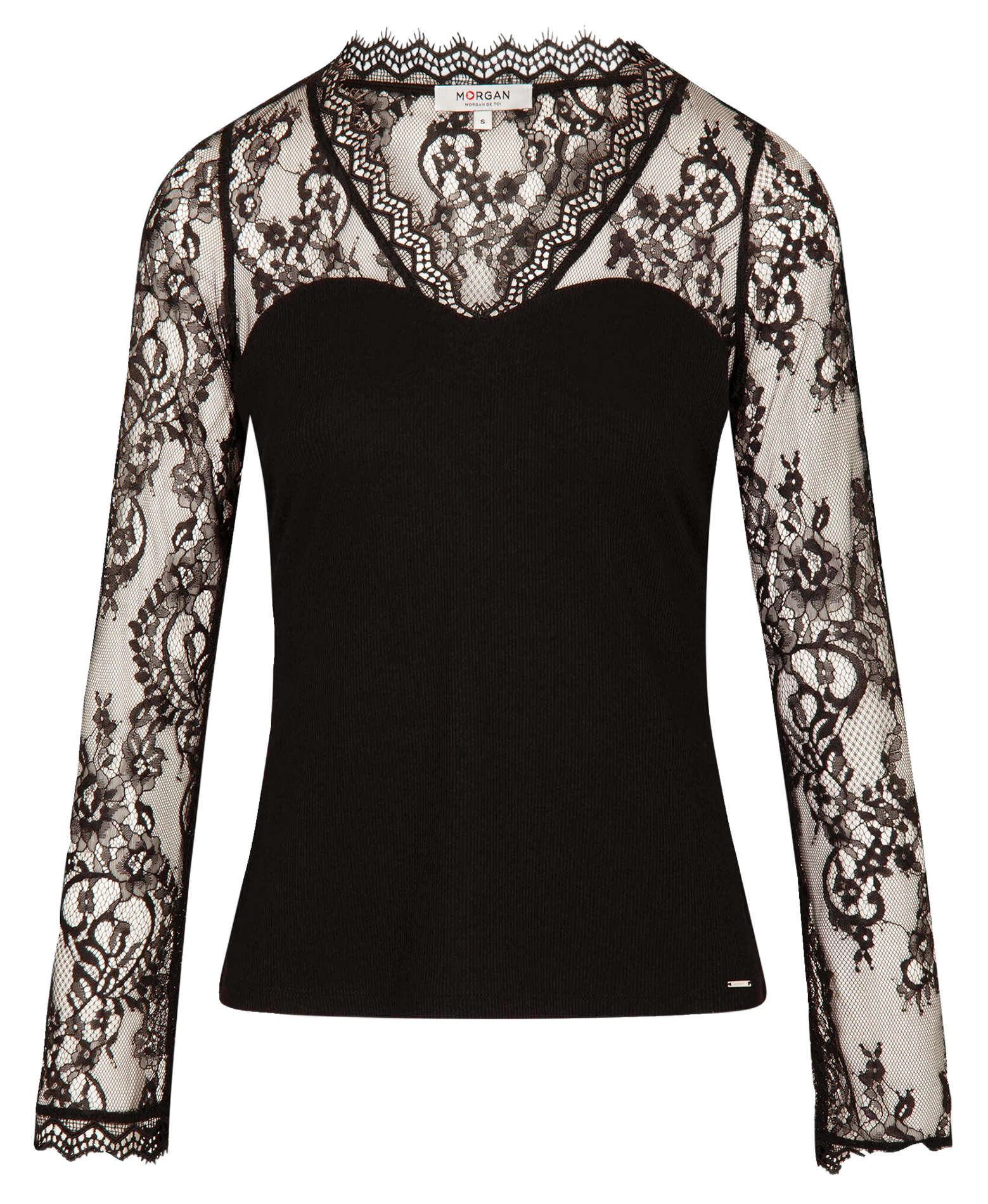 TLAMI - Tee-shirt manches longues à dentelle | Noir