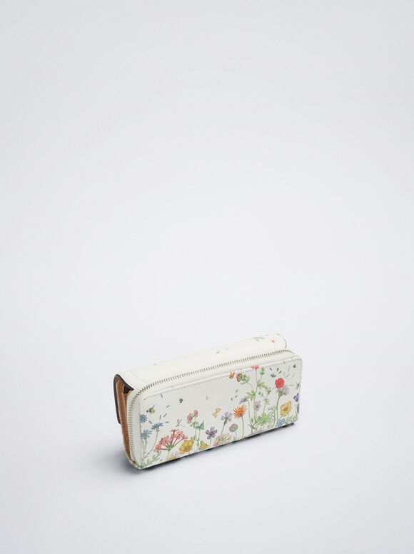 Carteira com estampa floral - Amarela