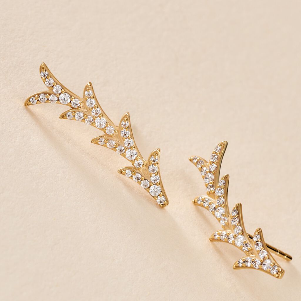 Boucles D'oreilles Puces Ligeia Or Jaune Oxyde De Zirconium