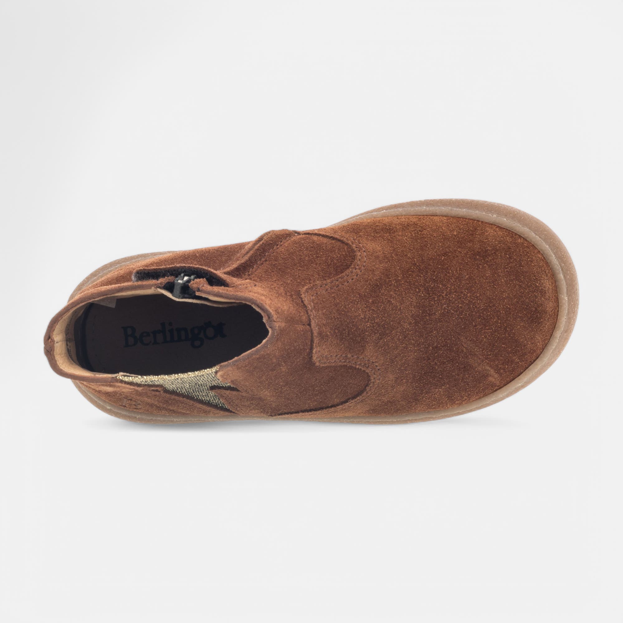 Bottines Fille en cuir cognac