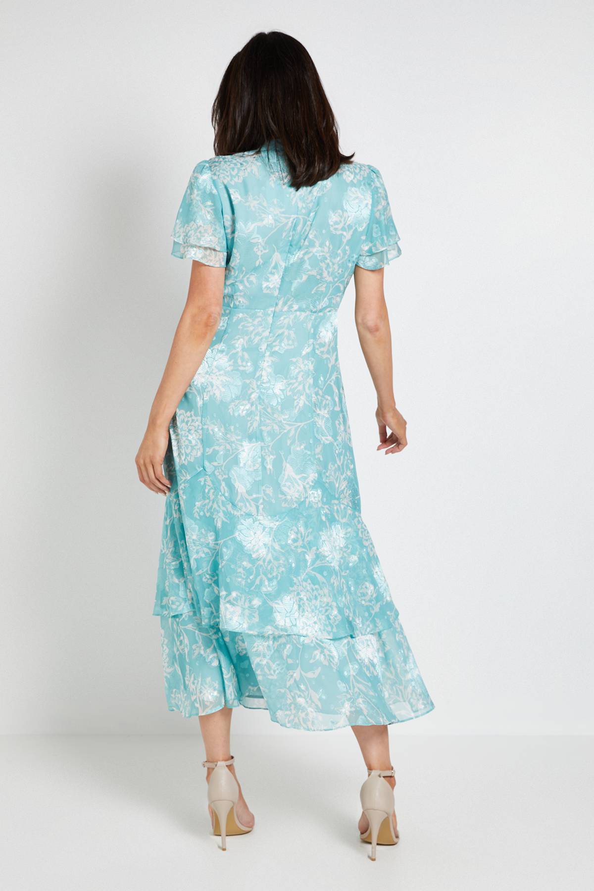 Wallis Robe Midi À Volants Avec Motif Floral Dévoré