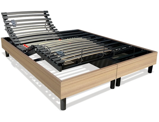 DUNLOPILLO - Sommier Electrique 2 x 80 x 200 Anatomique 2x80x200cm chene clair