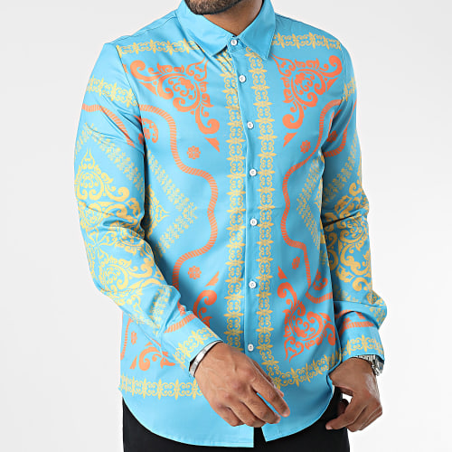 Chemises Manches Longues Bleu Clair Jaune Orange Renaissance