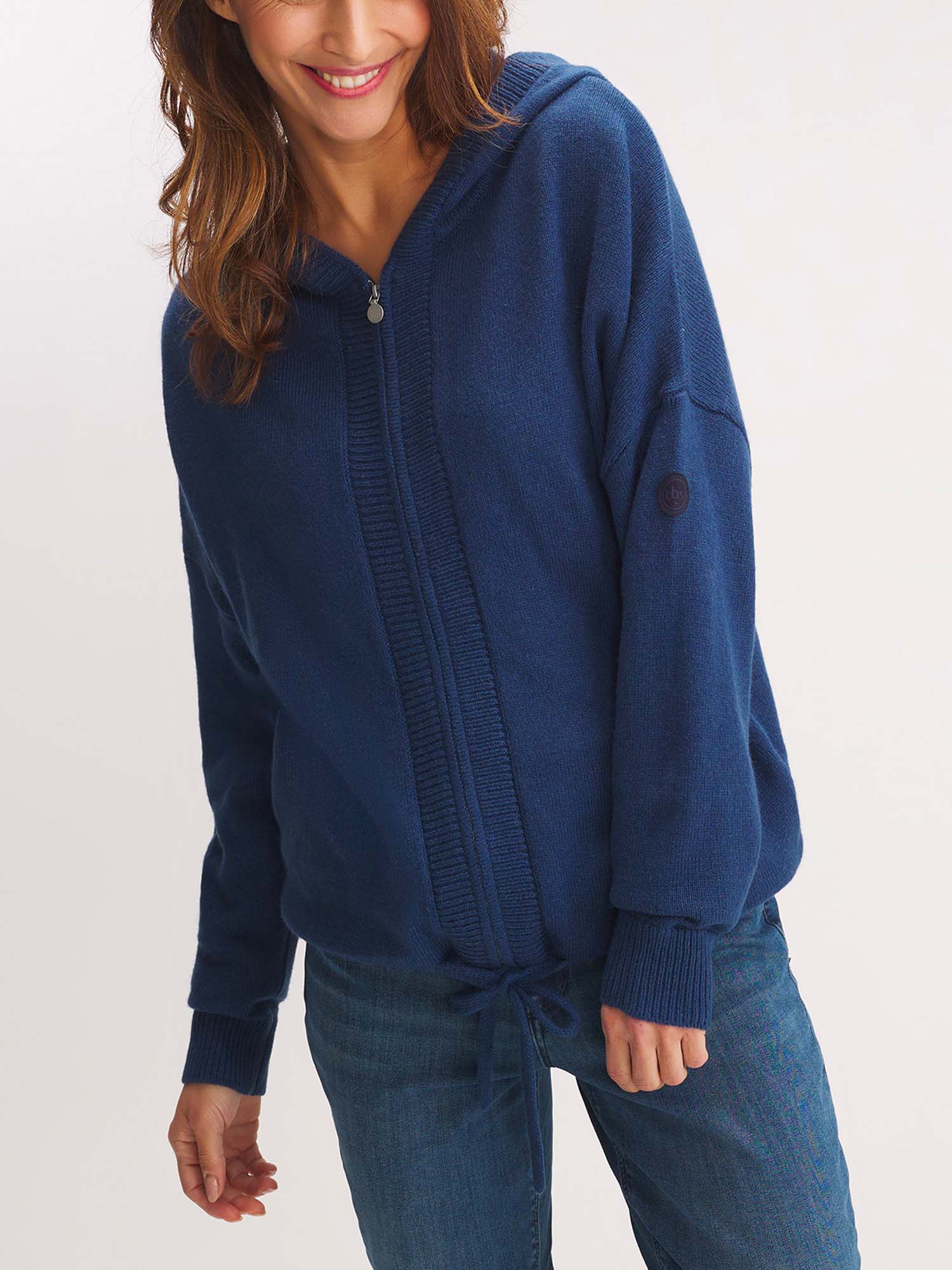 Gilet Zippé Femme Tricot Marine