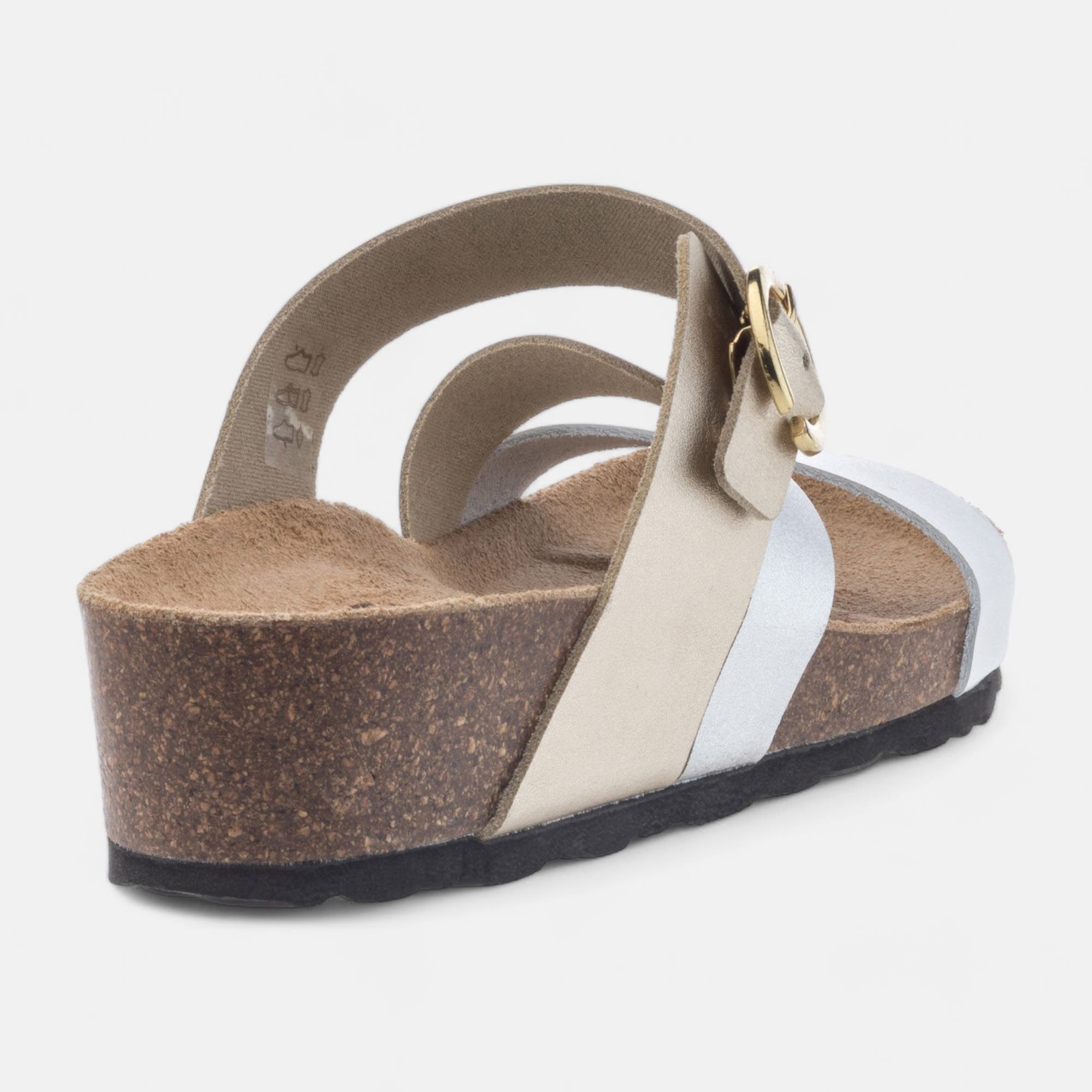 Mules semelle liège Femme en cuir blanc