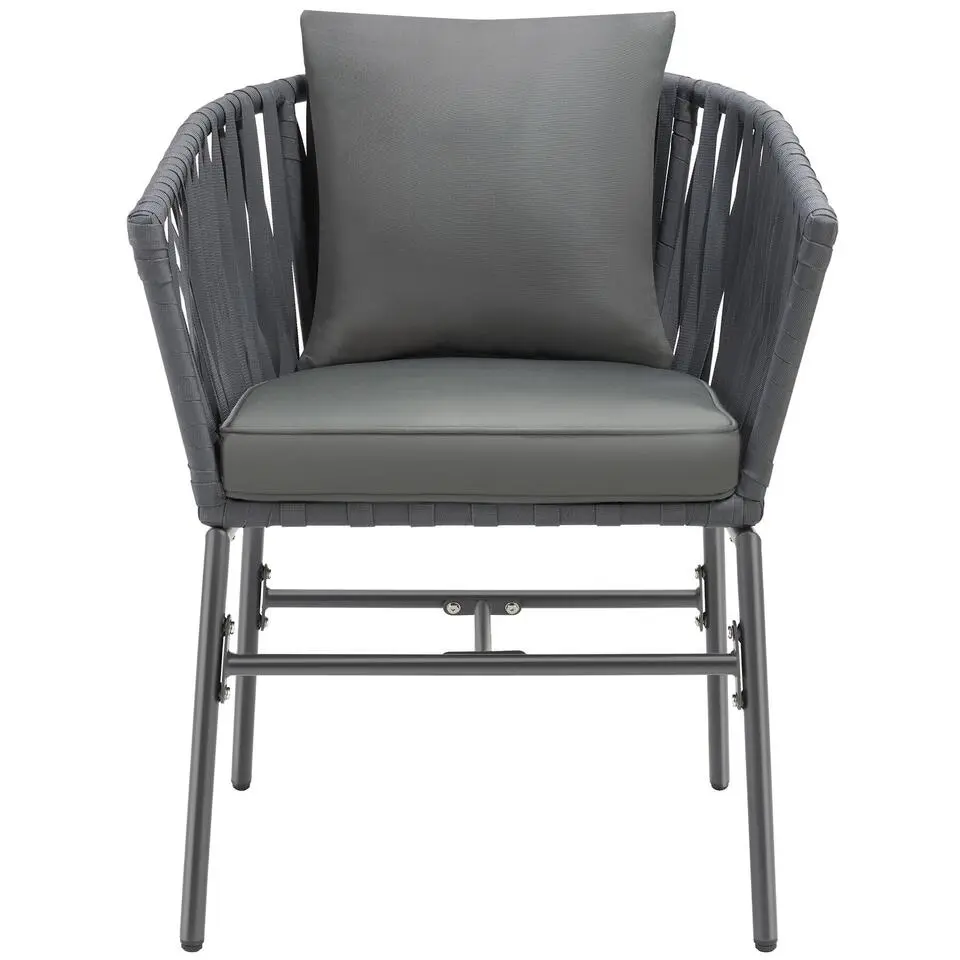 tectake - Stoelset Valeiras in rope-design, dikke kussens, 60x61x77cm