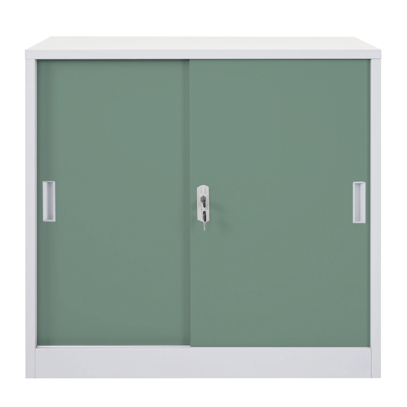 Aktenschrank Preston MCW-F41, Stahlschrank Büroschrank, mit abschließbaren Schiebetüren 90x90x45cm ~ grün