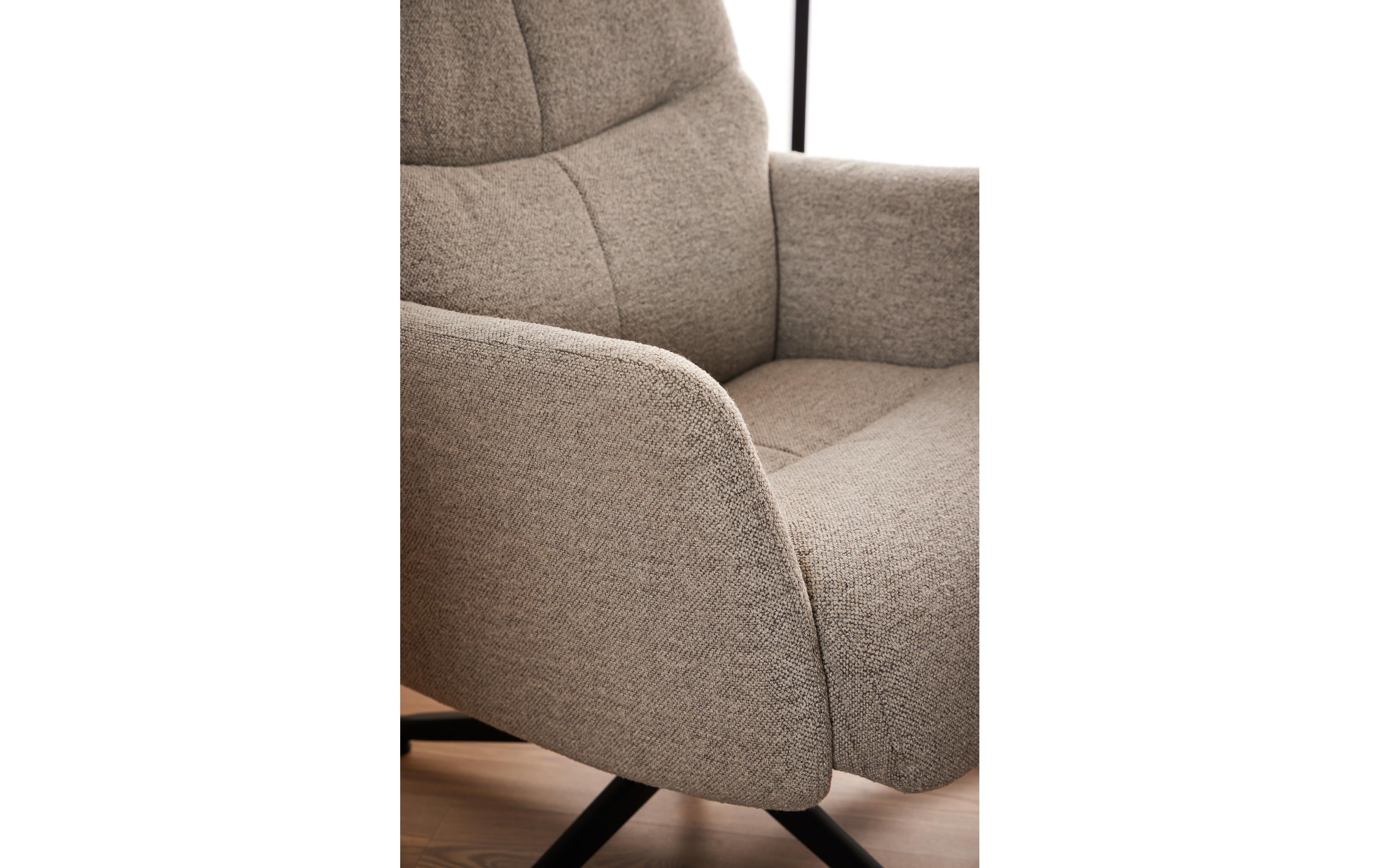 Sessel London Stahl/Textil, Beige<br>Edler Relaxsessel mit passendem Fusshocker