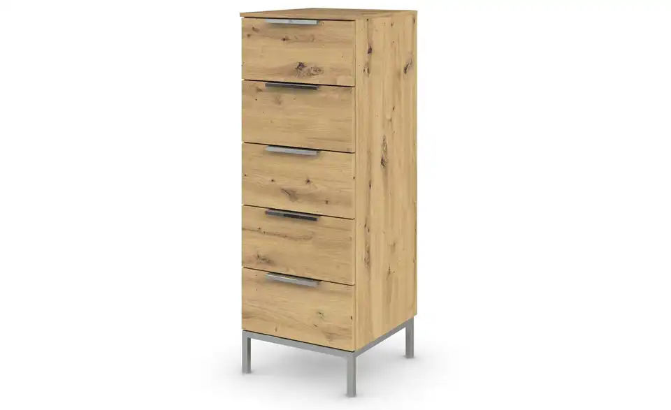 Kommode Eiche Artisan (Nachbildung) Front: Dekor, Oberboden: Dekor 40 cm verchromt