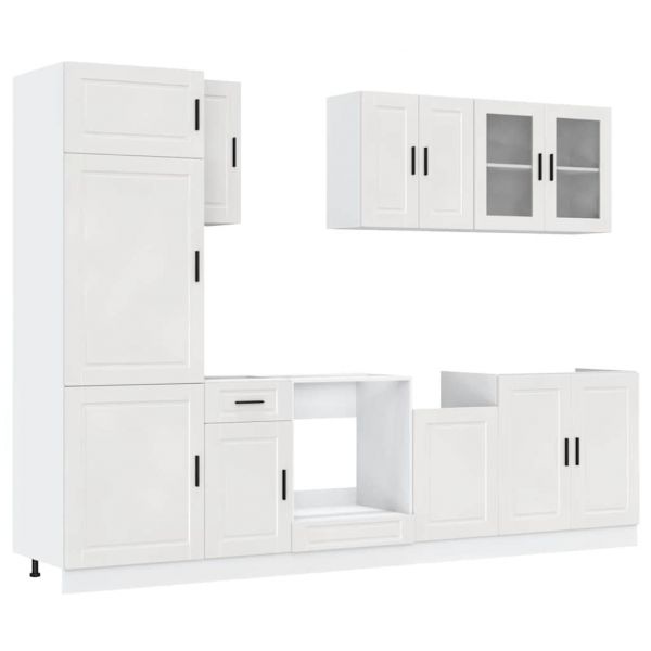 vidaXL 8 Peças Armário de Cozinha Conjunto Kalmar Branco Brilhante - 3924847504