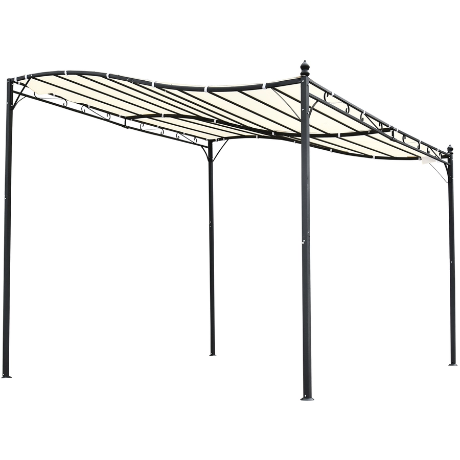 Outsunny Gartenpavillon mit geschwungenem Dach cremeweiß, schwarz