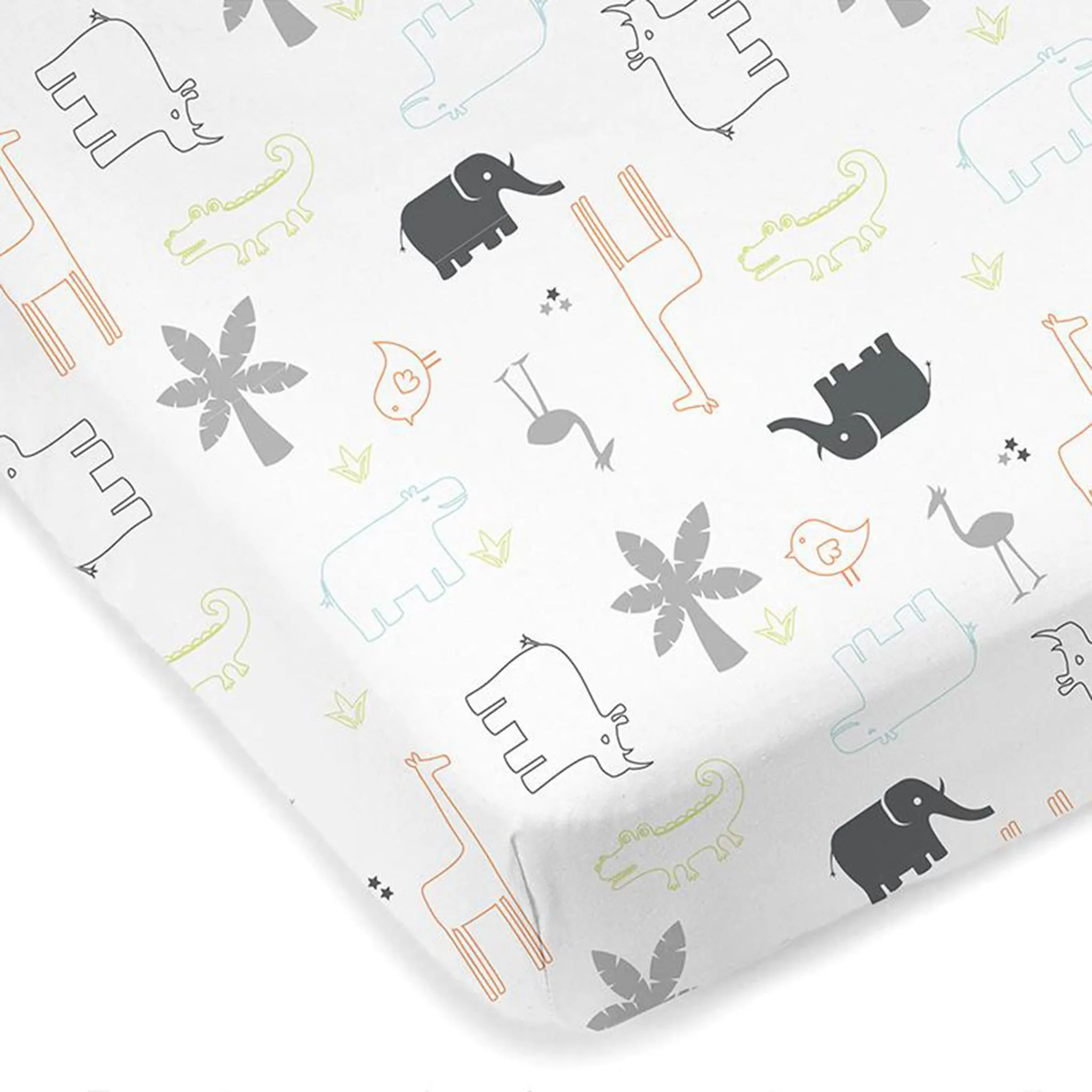 Kushies Drap Contour pour Lit de Bébé - Percale Jungle