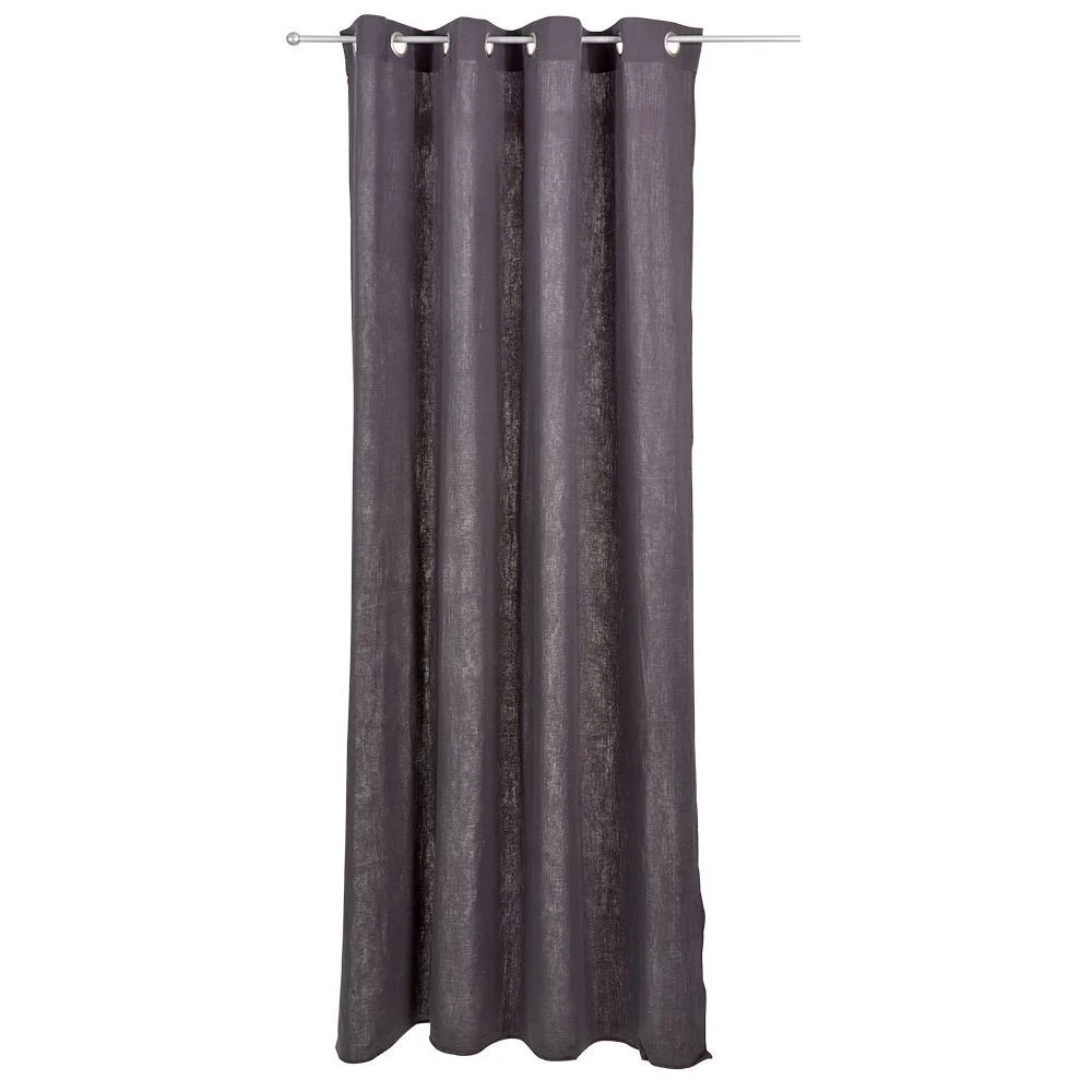 Rideau à oeillets gaze de coton gris uni 135xL240cm