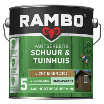 Rambo Pantserbeits Schuur & Tuinhuis zijdeglans transparant licht eiken 2,5 liter