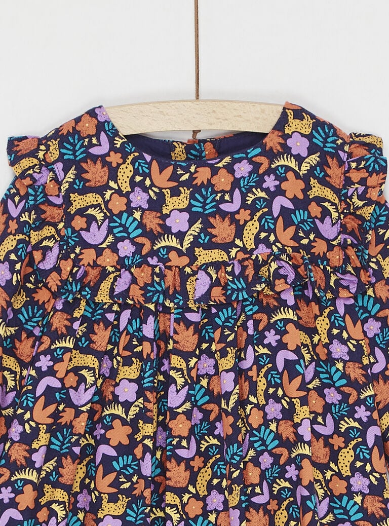 Robe manches longues imprimée orange pour bébé fille