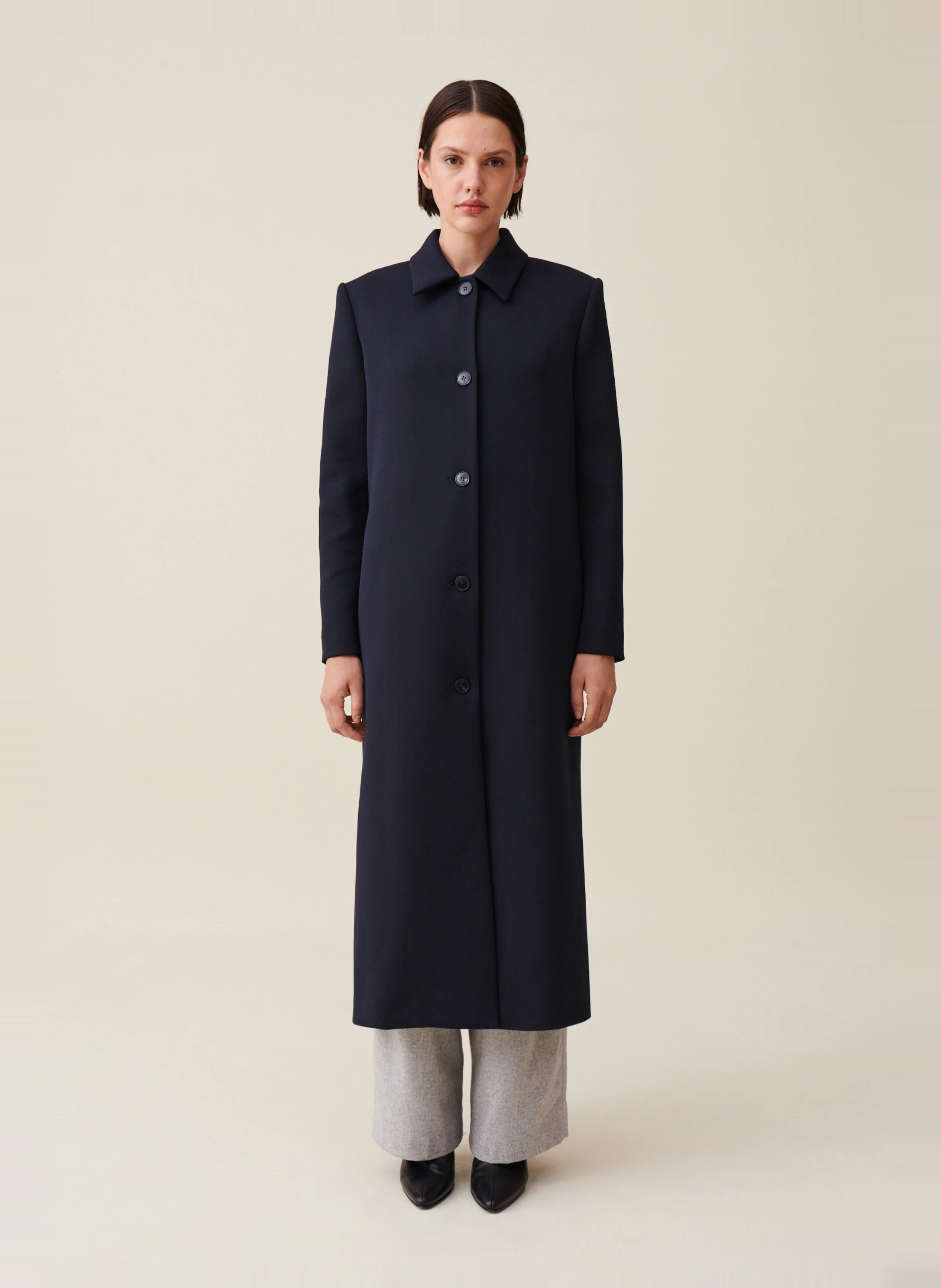 Manteau long droit | Bleu