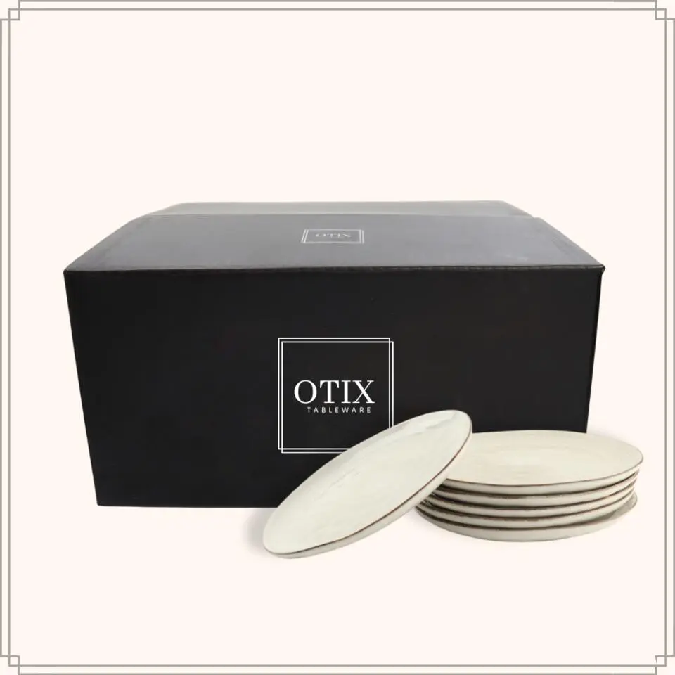 OTIX Dessert Ontbijt Bordenset 6 Persoons Beige 21cm Keramiek LILY