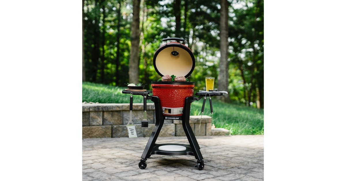 Kamado JoeJoe Jr®-kar met zijtafels barbecuewagen  (Zwart)