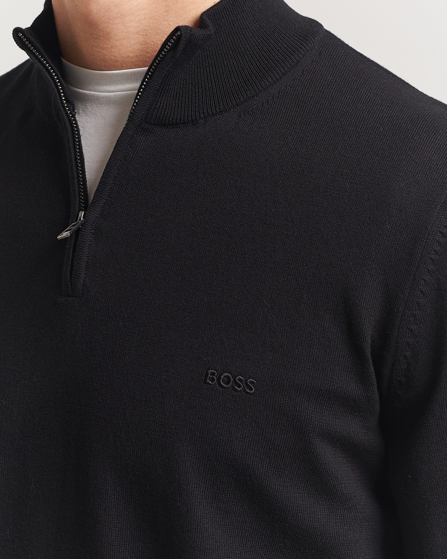 BOSS BLACK Padro Cotton Knitted Half Zip Black