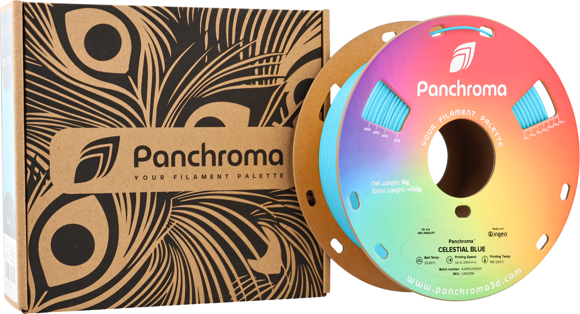 Polymaker  Panchroma™ PLA Celestial Blue, 1,75 mm / 1000 g    Pastellfarbener Glanz in Blau