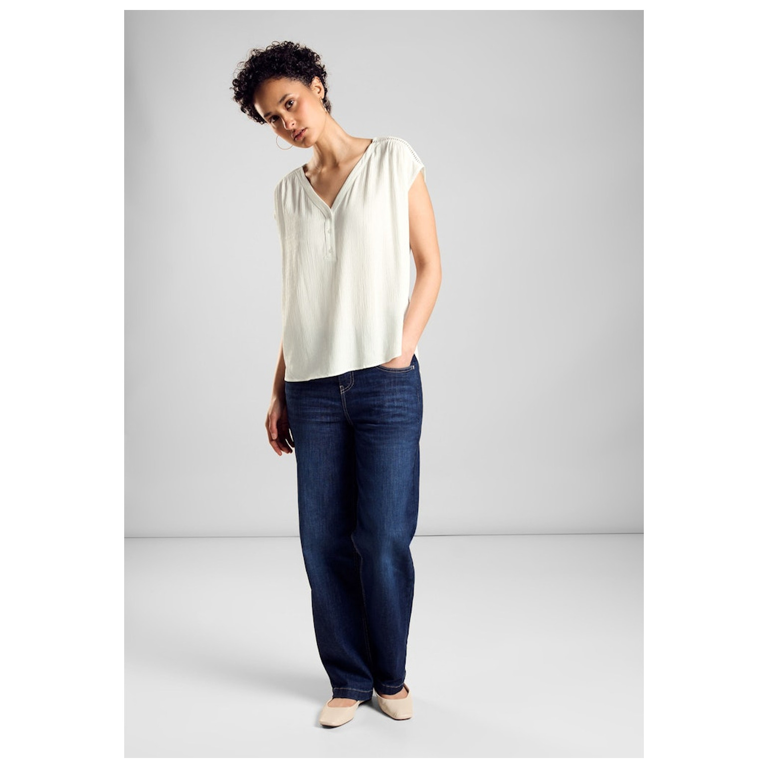 Street One Blouse Top w button panel UNI