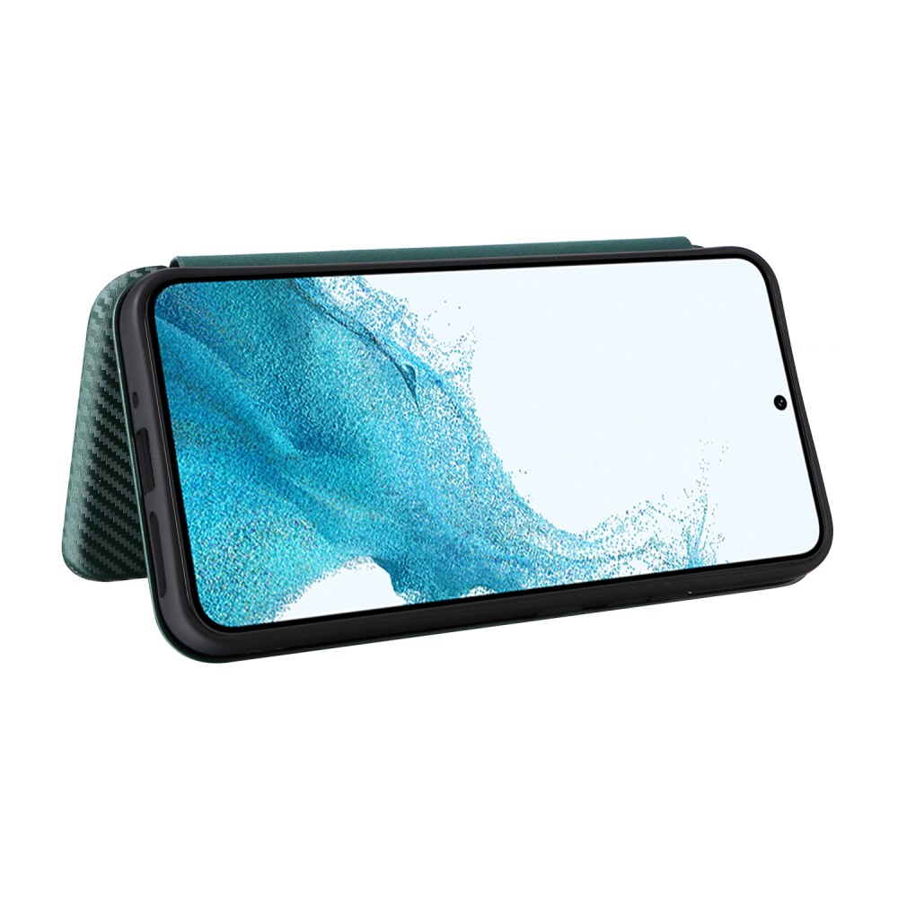 Samsung Galaxy A54 5G Leder Tasche Flip Cover Carbon Look - Grün