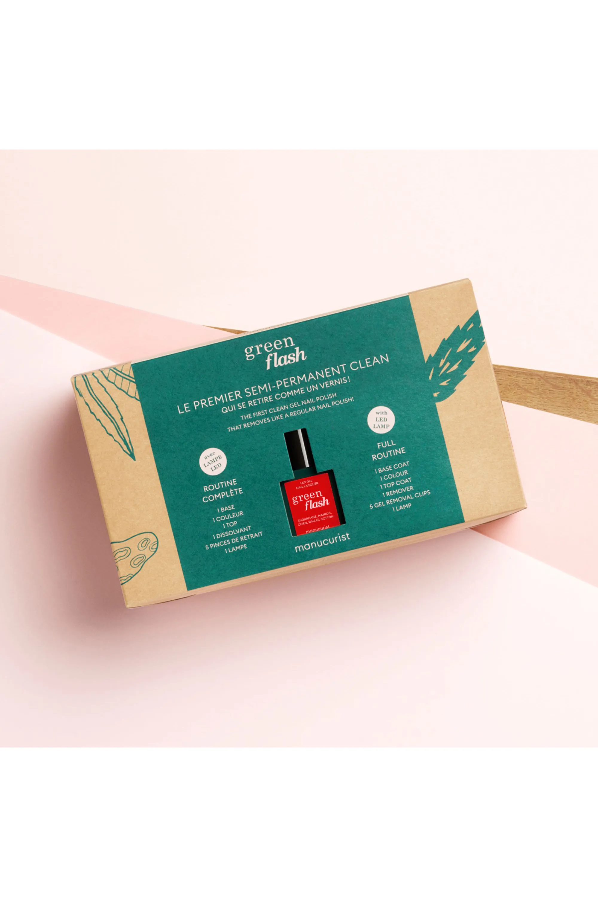 Manucurist Coffret routine semi-permanent Green Flash Lampe 24W vernis de couleur offert-800 g