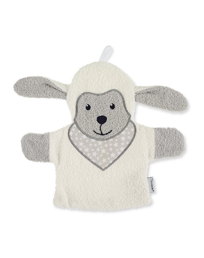 Spiel-Waschhandschuh SCHAF STANLEY in weiß/grau