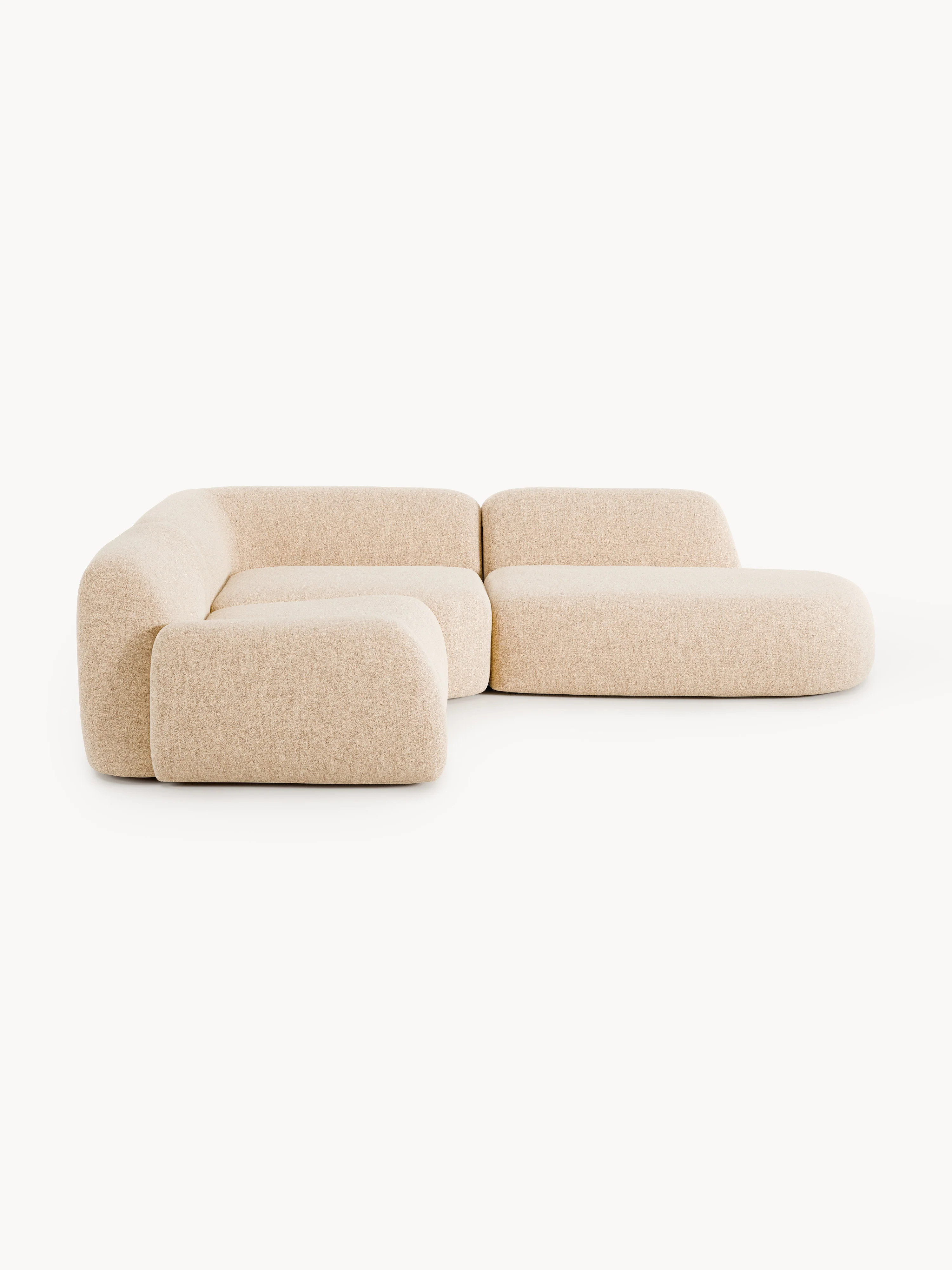 Modulaire bouclé hoekbank Wolke (4-zits) met chaise longue