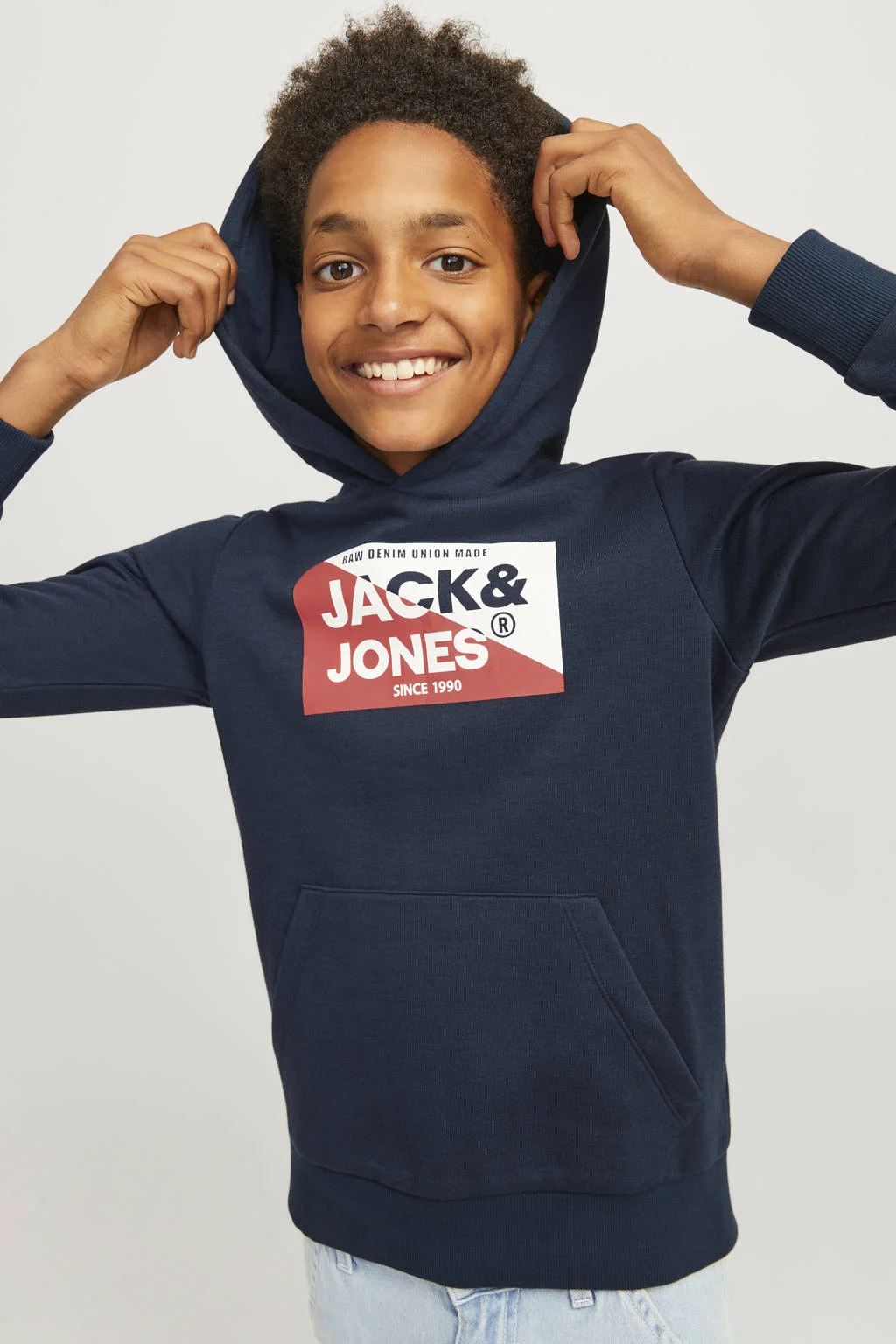 JACK & JONES hoodie JJNOLAN met logo donkerblauw