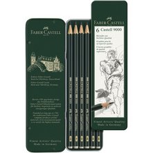 FABER-CASTELL Crayon graphite CASTELL 9000, étui métal de 6