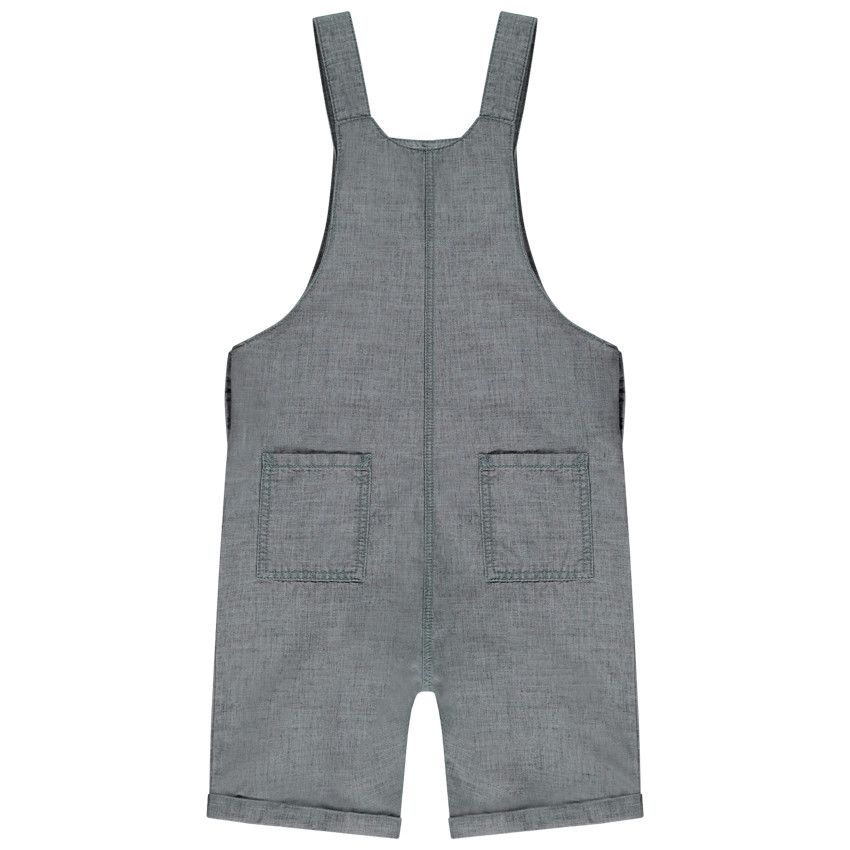 Salopette courte broderies palmiers pour bébé garçon - Gris foncé