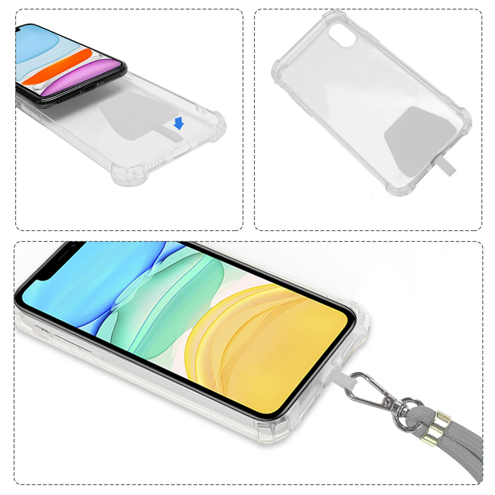 (140cm) Universal Necklace Handykette Umhängeband für Schutzhülle   1x Einlage - Grau