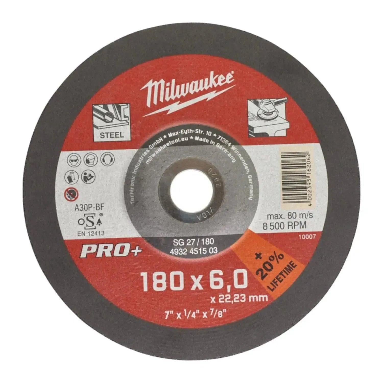 Milwaukee PRO  Metaalafbraamschijf SG 27 / 180x6x22mm - 4932451503