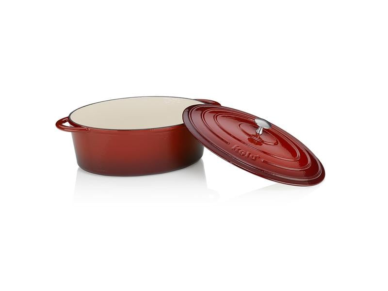Kela Bräter Calido oval 33 cm, Rot Bratentopf aus Gusseisen