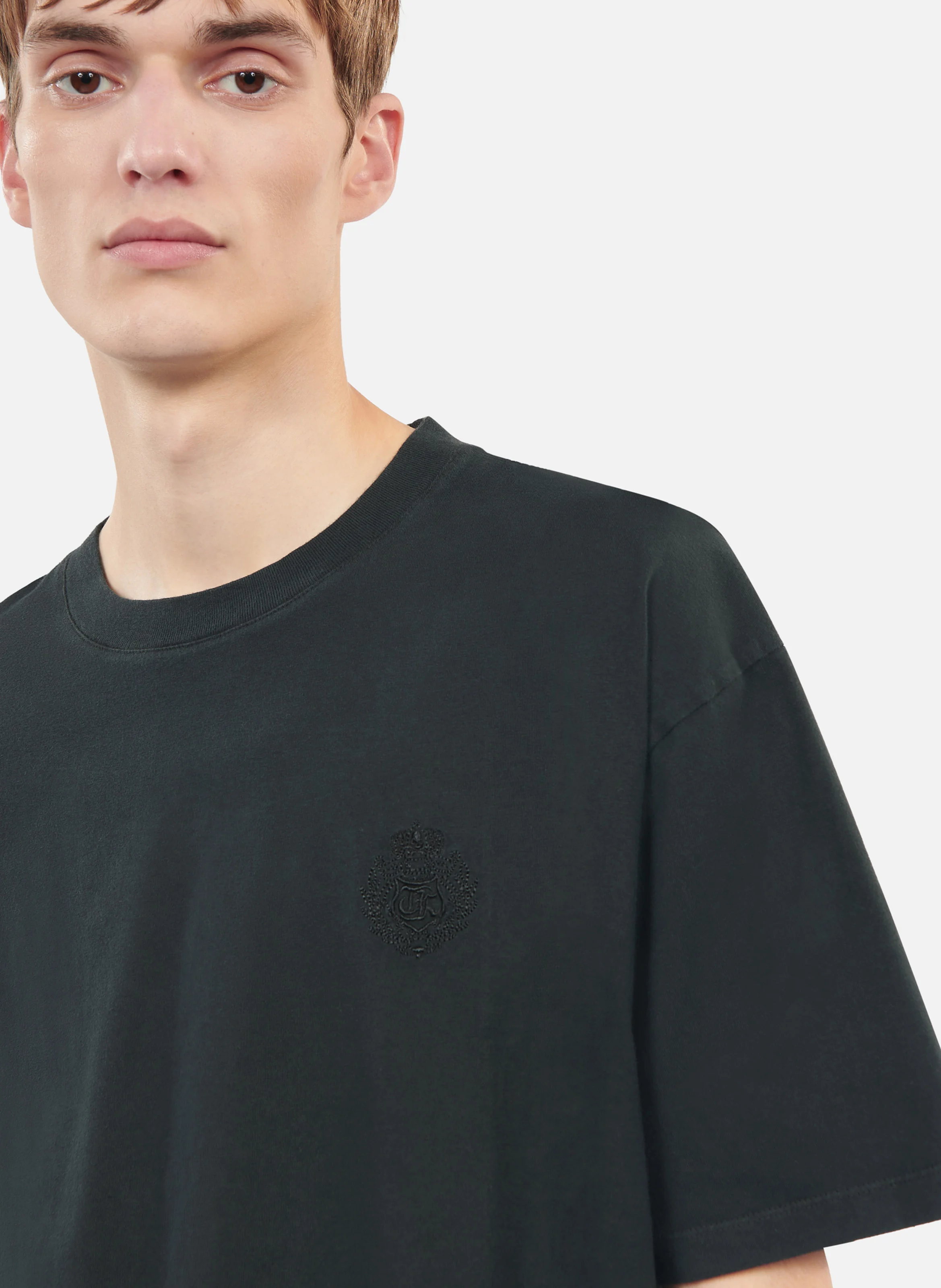 Tee-shirt oversize col rond en coton | Noir